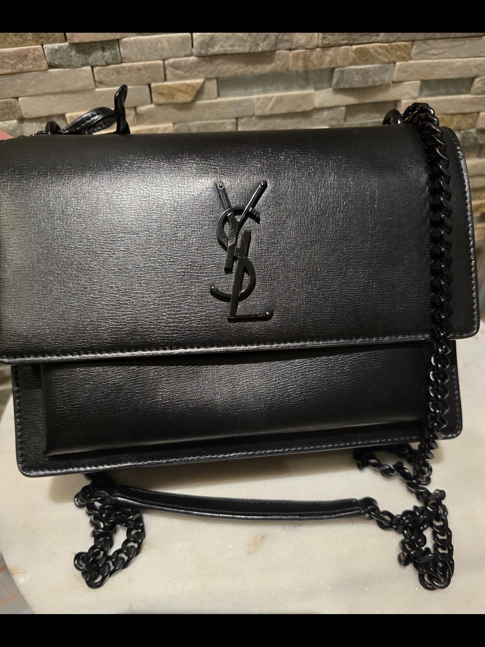 Saint Laurent Black Leather Chain Crossbody Bag
